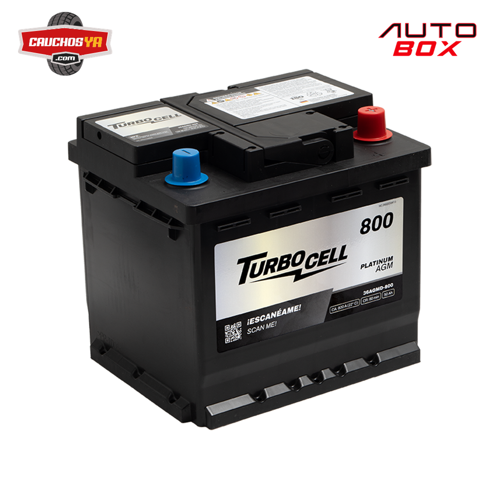 BATERIA 36AGMD 800A 50Ah 80min 12V PLATINUM TURBOCELL